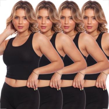 Imagem de Kit 4 Tops Fitness Nadador Feminino Lisa Blusa Básica-Feminino
