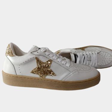 Imagem de Tênis Lia Line Couro Branco Estrela Dourada Feminino-Feminino