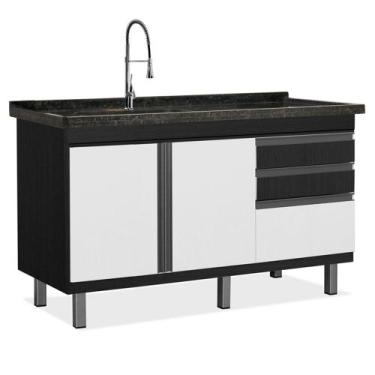 Imagem de Gabinete de Cozinha Vitória para Pia de 1,14 m - Boatto Móveis , Nero/
