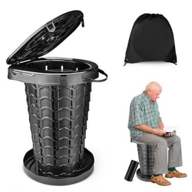 Imagem de Vaso sanitário portátil retrátil XXL para viagem (capacidade de 200 libras) vaso sanitário de acampamento de altura ajustável para adultos e crianças (9,5 – 40 cm) penico portátil dobrável para