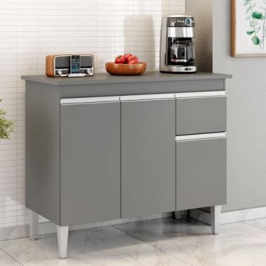 Imagem de Balcão Gabinete de Pia sem Tampo Tatiane 100cm 3 Portas 1 Gaveta - SSX