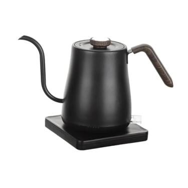 Imagem de Fenteer Chaleira elétrica com pescoço de ganso, visor de temperatura, plugue americano, caldeira de água quente, chaleira para café, chá, cereais, natal, Preto