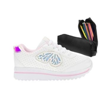 Imagem de Tênis Infantil Feminino de Menina Escolar e Casual Tam 24 ao 34 - Tênis Butterfly™ + Estojo Escolar-Feminino