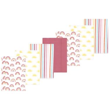 Imagem de Luvable Friends Hudson Baby Conjunto de 7 panos de flanela para arrotos, Sunny Sky, 14x20 inches