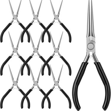Imagem de Lanties Pacote com 10 mini alicates de ponta de agulha a granel, conjunto de alicates de precisão de 11 cm com pontas extra longas para fabricação de joias, embrulho de arame, aderência de objetos