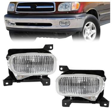 Imagem de HECASA Par de faróis de neblina compatível com Toyota Tundra 2000-2006 substituição para 812100C010 812200C010 TO2593102 TO2592102 com lâmpadas sem chicotes de fiação (lente transparente + caixa preta)