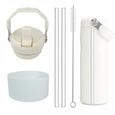 Imagem de 1 peça de substituição para tampa de copo Stanley IceFlow Flip Straw 2.0 garrafa de água 680 g, além de bota protetora de silicone para Iceflow 680 g, com 2 canudos de substituição e 1 escova de