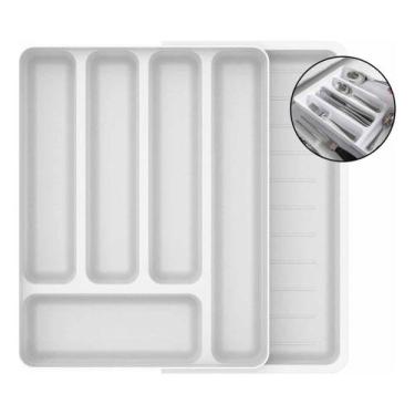 Imagem de Organizador De Utensílios Com Extensor Cozinha Gaveta Branco - Ou