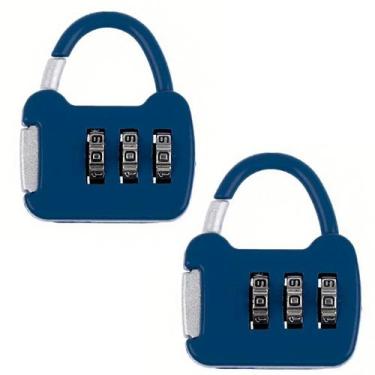 Imagem de Kit 2 Cadeados Coloridos Bloqueio Por Senha 3 Digitos Armários Mochila