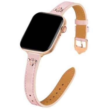 Imagem de JR.DM Pulseiras de couro fino compatíveis com Apple Watch de 38 mm, 40 mm, 41 mm, 42 mm, 44 mm, 45 mm, 46 mm e 49 mm, design feminino para Iwatch Ultra SE Series 11 10 9 8 7 6 5 4 3 2 1