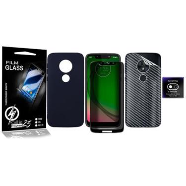 Imagem de Capa Aveludada + Película Privacidade + traseira + Câmera P/ Moto G7 P