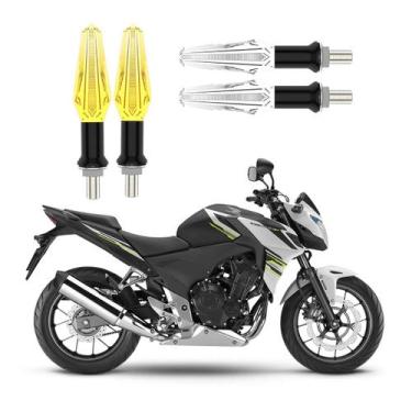Imagem de Kit 4 Pisca Setas Esportivas de Led Modelo Cristal Moto Honda CB 500f 