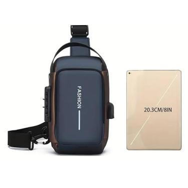 Imagem de Bolsa tiracolo no peito, mochila Oxford para motocicleta com bolso para telefone, azul marinho