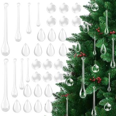 Imagem de 120 peças de enfeites de árvore de Natal, 6 estilos, decoração de gota de acrílico transparente, pingente de lustre de cristal para árvore de Natal, Ano Novo, decoração de festa de casamento