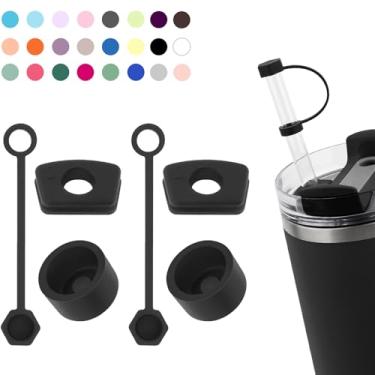 Imagem de DUNLAGUE Pacote com 2 tampas de derramamento para copo Stanley 2.0 850 g e 1,134 g, tampa de silicone à prova de vazamento para copo Stanley, acessórios de copo incluem tampa de palha, rolha redonda,