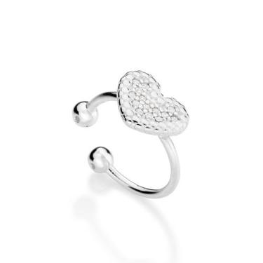 Imagem de Brinco Piercing Pressão Coração com Zircônia Rommanel 820273, Prata