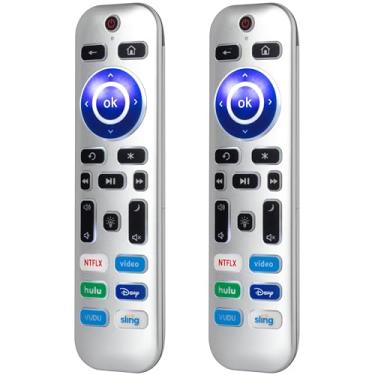 Imagem de Pacote com 2 controles remotos retroiluminados apenas para Roku TV, adequado para TVs TCL/Onn/Hisense/Element/Sharp/Philips/Westinghouse/Insignia/JVC/RCA/Hitachi/Sanyo Roku Series TVs (não para Roku