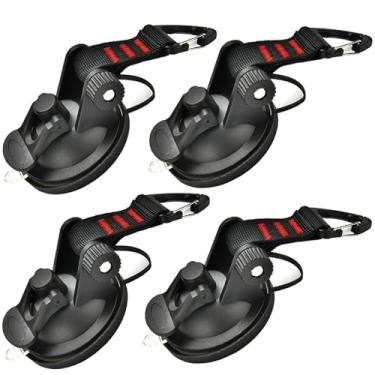 Imagem de 4 peças âncora de ventosas resistentes com ganchos, ventosa forte ao ar livre âncora de parede acessórios de acampamento para trailer, barco, janela, vidro, acampamento, armadilha, toldo lateral do