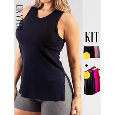 Imagem de Kit 3 Shorts Femininos Para Academia + 3 Regatas Tapa Bumbum Lindas Co