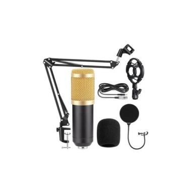 Imagem de Kit de microfone condensador de estúdio com suporte de braço - dourado