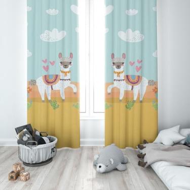 Imagem de Cortina Tecido Oxford Quarto Infantil lhama Cute Deserto - 140x220cm -