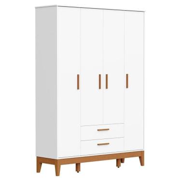 Imagem de Guarda Roupa Infantil Flip 4 Portas E 2 Gavetas Branco Fosco - Reller Móveis Branco Fosco