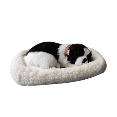 Imagem de Realista Sleeping Plush Breathing Cat Furry Dog With Mat C - HUOGUO