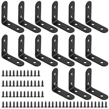 Imagem de Glarks 15 conjuntos de suporte em L preto de 50 mm, suporte de ângulo reto, suporte de juntas de canto para cadeira de madeira, prateleira, janela, armário de móveis (50 x 50 x 2 mm)