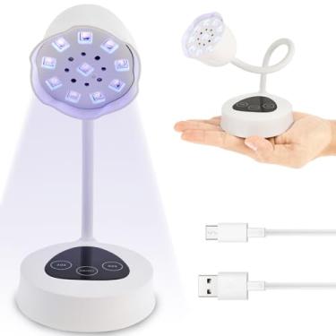 Imagem de ZFLYCANP Lâmpada de LED para unhas, secador de unhas em gel recarregável por USB com braço de mangueira ajustável de 360° com carregamento, sensor inteligente de cura rápida, lâmpada de ponta de unha