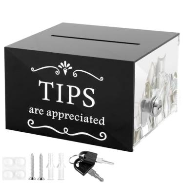 Imagem de XYDHQS Caixa de sugestões de acrílico com fechadura, bancada ou urna montada na parede, caixa de doação portátil, recipiente de armazenamento de dinheiro sorteio caixa de dinheiro balde de ponta para