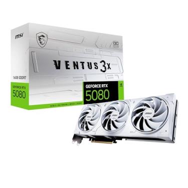 Imagem de MSI Placa de vídeo para jogos NVIDIA GeForce RTX 5080 16G VENTUS 3X OC WHITE GDDR7 256bit, Boost Clock até 2655 MHz, PCIe Gen 5, DLSS 4, DP 2.1 x 3, HDMI 2.1 x 1, SFF Ready