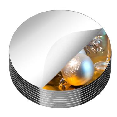 Imagem de Pacote com 18 espelhos redondos para centros de mesa, espelhos circulares para mesas, bandejas de velas espelhos de acrílico para mesa, casamento, aniversário, Natal, Miroor, decoração de parede de