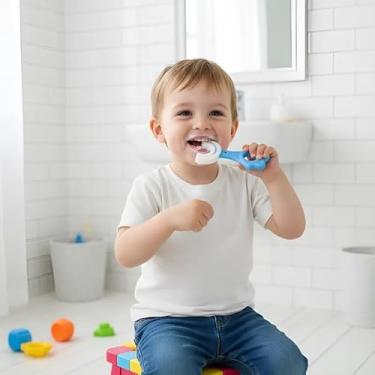Imagem de Escova De Dentes Infantil De Silicone Formato Em U 360 Graus Cor:Azul(STO1623AZ)