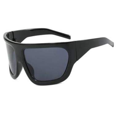 Imagem de Óculos de sol grandes para mulheres, óculos de sol vintage de luxo, armação grande, clássico, UV400, óculos femininos (preto)