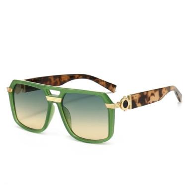 Imagem de Óculos de sol grandes para mulheres e homens, armação grande, UV400 (verde)