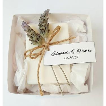 Imagem de Lembrancinha de Casamento, Aniversário, Maternidade - Sabonete Artesanal com flores de Lavanda Naturais - kit com 10 unidades
