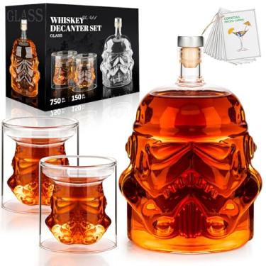 Imagem de Conjunto de decantador de uísque – Design criativo transparente com 2 copos | Perfeito para conhaque, uísque, vodka | Ótimo presente para pai, marido, namorado