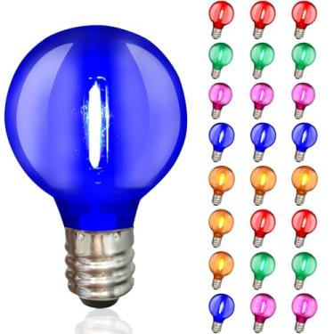 Imagem de Pallerina Pacote com 25 lâmpadas de substituição de Natal multicoloridas G40 LED, lâmpadas de substituição para cordão de luzes de Natal, lâmpadas globo reguláveis à prova d'água à prova de