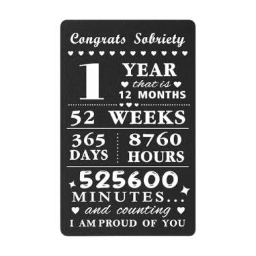 Imagem de Viayen Cartão de sobriedade de 1 ano para mulheres e homens, presentes sóbrios de 1 ano, um ano AA NA Recovery Anniversary Sober Token