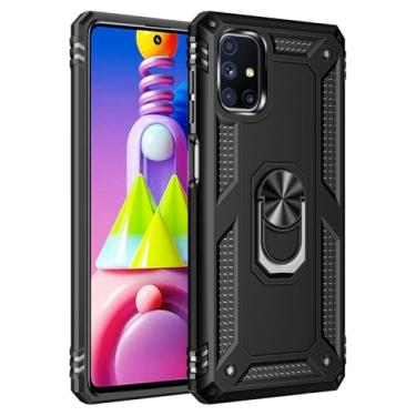 Imagem de SORAKA Capa para Samsung Galaxy M51 com suporte para anel Capa Slim Fit de TPU macio Capa Samsung Galaxy M51 com placa de metal para suporte magnético de telefone para carro