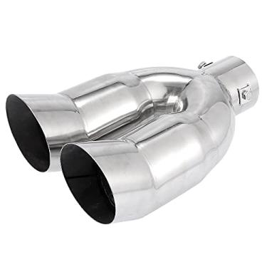 Imagem de uxcell Ponta silenciadora de escapamento duplo de carro de aço inoxidável serve para tubos de 2,8 a 4,8 cm de diâmetro