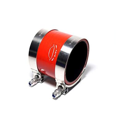 Imagem de LTI Universal 76 mm 4-Ply Reforçado Alto Desempenho 7.6 cm ID Straight Silicone Mangueira Acoplador + Braçadeira de Parafuso T Aço Inoxidável 304 (7.6 cm VERMELHO)