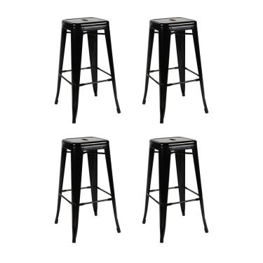 Imagem de Kit 4 Banquetas Altas Tolix Espresso Móveis Preto