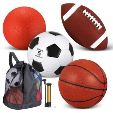 Imagem de Conjunto de bolas esportivas Lenwen Basketball Soccer Football Pump Ba