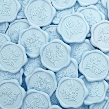 Imagem de Adesivos UNIQOOO Wax Seal, 50 unidades, azul claro, 3 cm de eucalipto