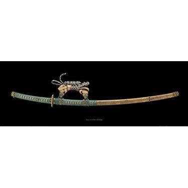 Imagem de Pôster de impressão artística Katana por Nagafune Kanemitsu, 33 x 37,4 cm, espada japonesa tipo Tachi