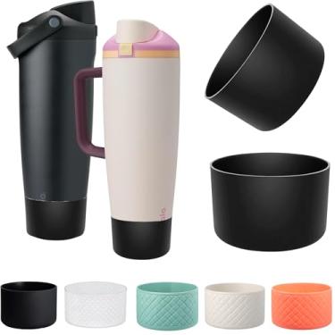 Imagem de [Pacote com 2] Bota de silicone para Owala Sway FreeSip 850 g e garrafa de 1134 g - Capa protetora antiderrapante, capa de base à prova de choque, para protetor de fundo Owala Free Sip (preto muito