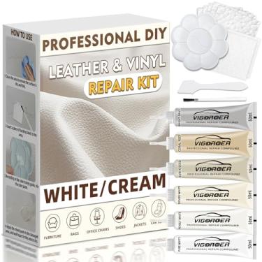 Imagem de Kit de reparo de couro creme para móveis, kit de reparo de vinil para interior de carro, sofá, bolsa e jaqueta, restaura qualquer material com instruções super fáceis de corrigir arranhões, rasgos