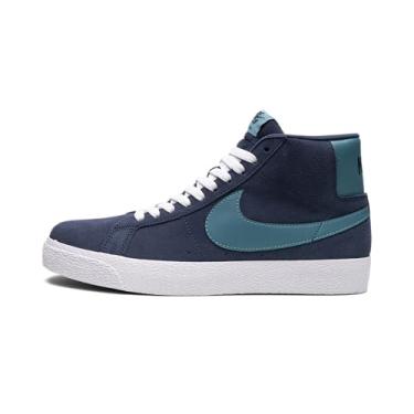 Imagem de Nike Tênis masculino Sb Zoom Blazer Mid PRM Da1839, Azul-marinho (Midnight Navy/Midnight Navy/Preto/Noise Aqua, 10