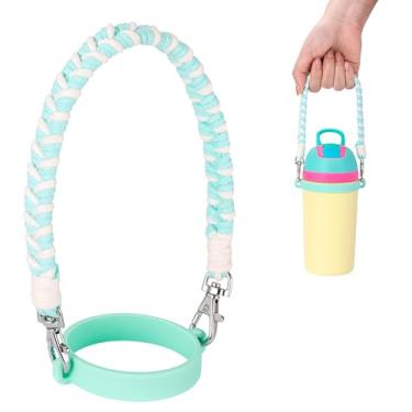 Imagem de Soledea Alça Para Garrafa De Água, Cordões Silicone Trançados À Mão, Suporte Transporte, Com Compatível Copo Stanley 8-40 Oz, Acessórios Térmica